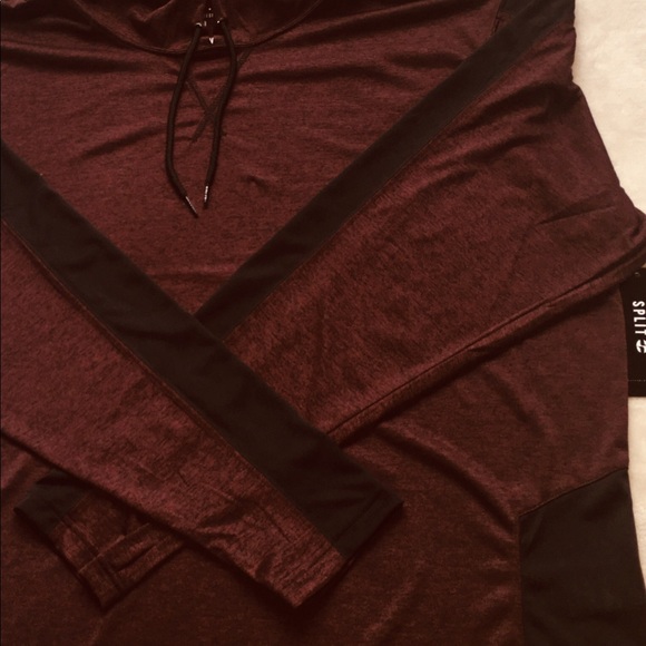 SPLIT GUYS’ ATHLETIC HOODIE 2XL COLOR: BURG/RED - Picture 5 of 8